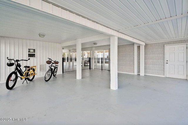 garage featuring metal wall