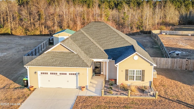 view of front of house with a garage