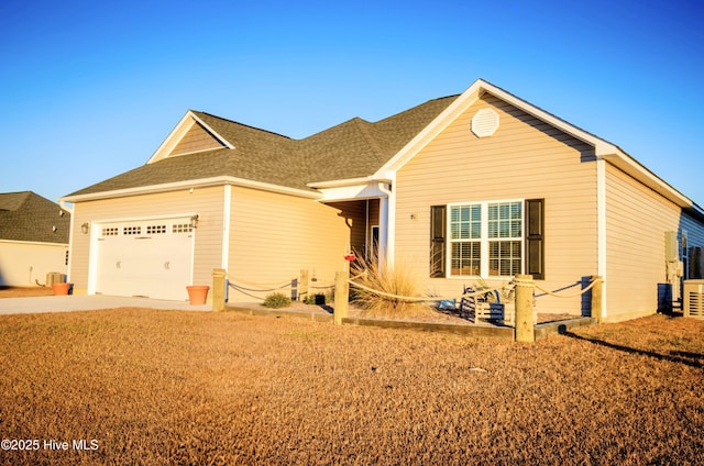 single story home with a garage