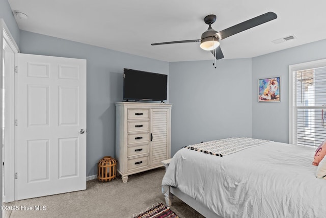 bedroom with carpet and ceiling fan