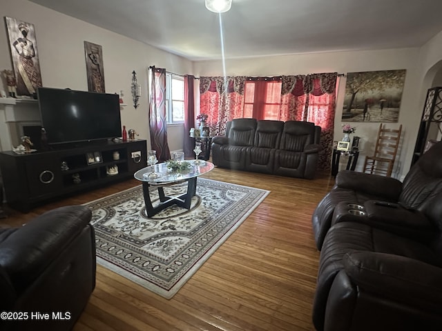 living room with hardwood / wood-style floors