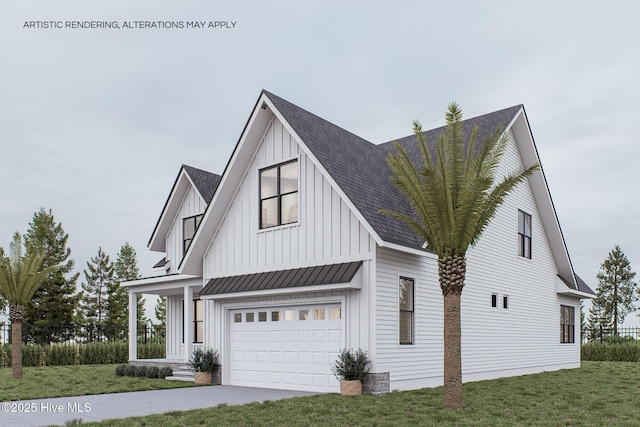 view of front facade featuring a garage and a front yard