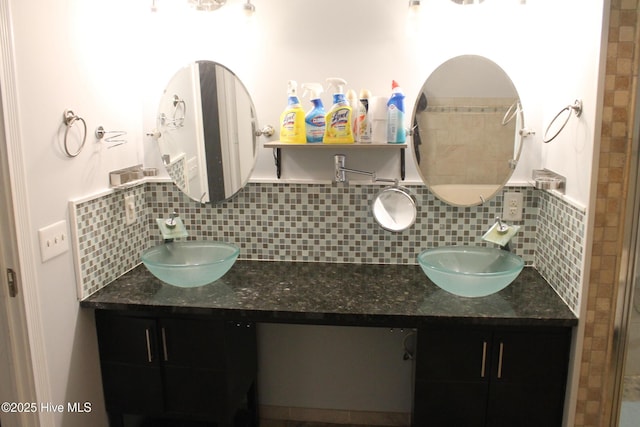 bathroom with vanity and backsplash