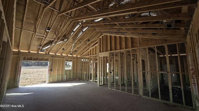 misc room with lofted ceiling