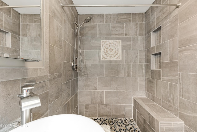 bathroom featuring a shower stall
