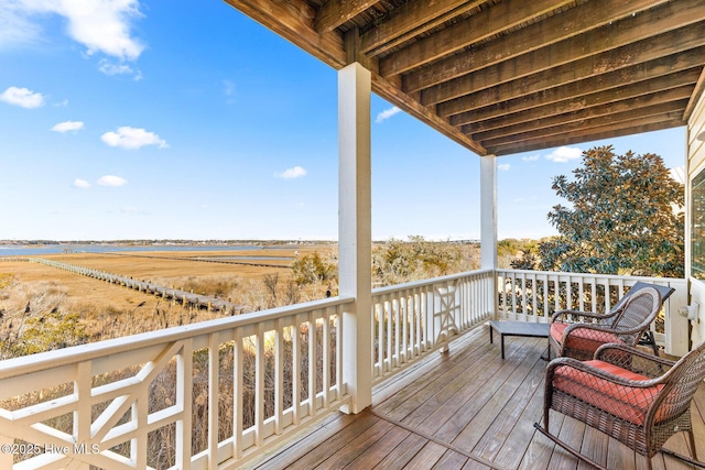 deck with a rural view