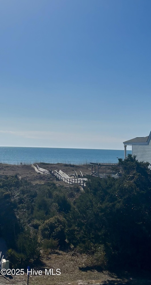 view of water feature featuring a beach view