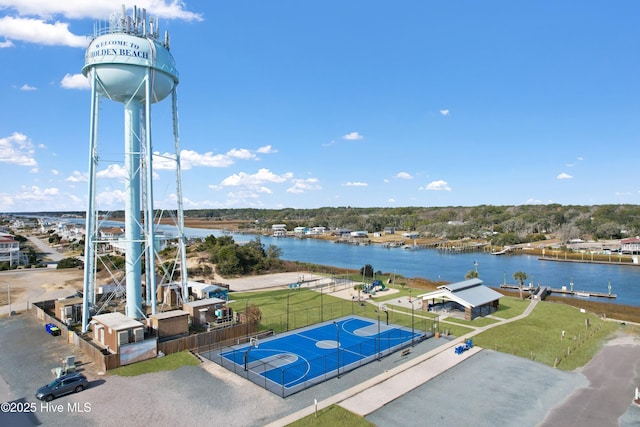 exterior space featuring a water view