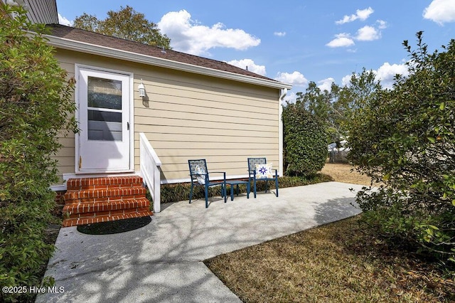 view of patio / terrace featuring entry steps