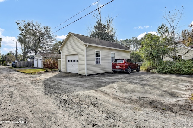 view of detached garage