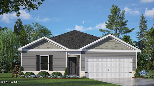 view of front facade featuring a garage and a front yard