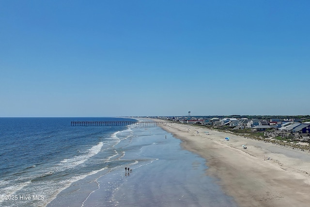 property view of water featuring a beach view