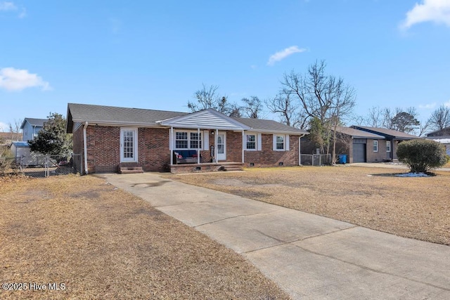 ranch-style home with a front lawn