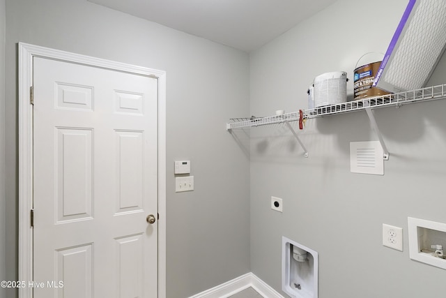 washroom with hookup for a washing machine and electric dryer hookup