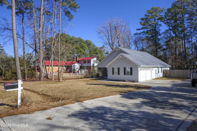 exterior space with a garage