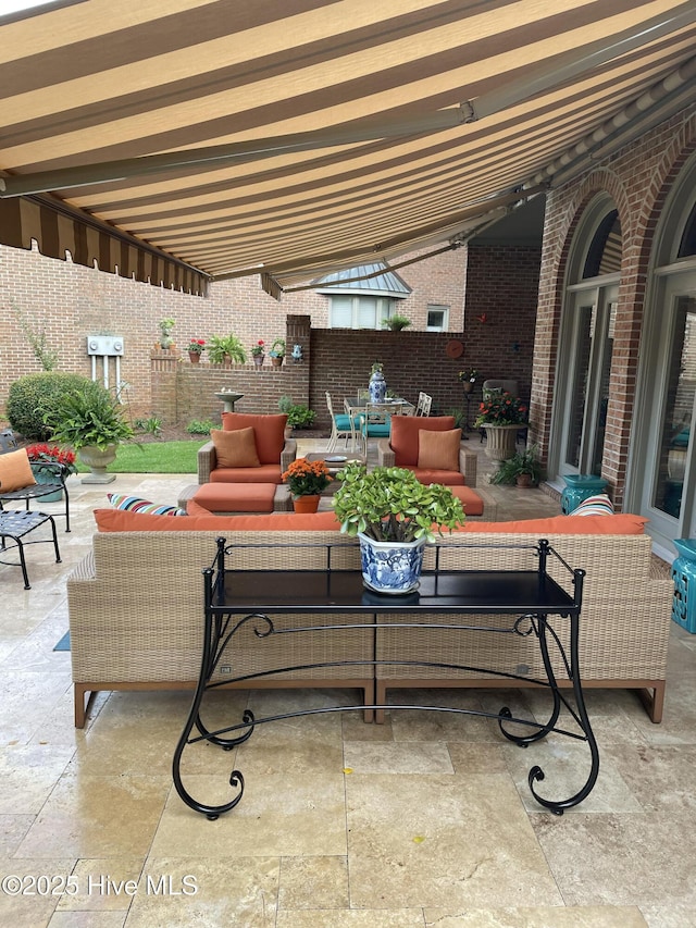 view of patio / terrace featuring an outdoor living space