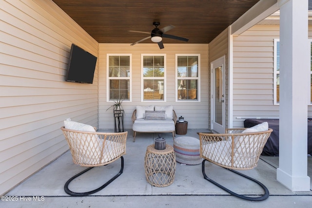 view of patio / terrace featuring ceiling fan