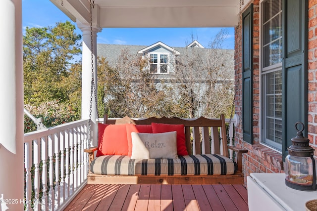 wooden deck with covered porch