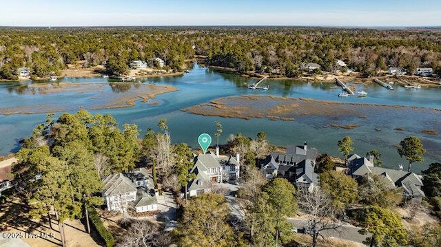 bird's eye view featuring a water view