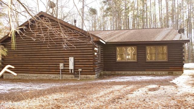 view of snow covered exterior