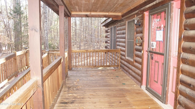 deck featuring covered porch