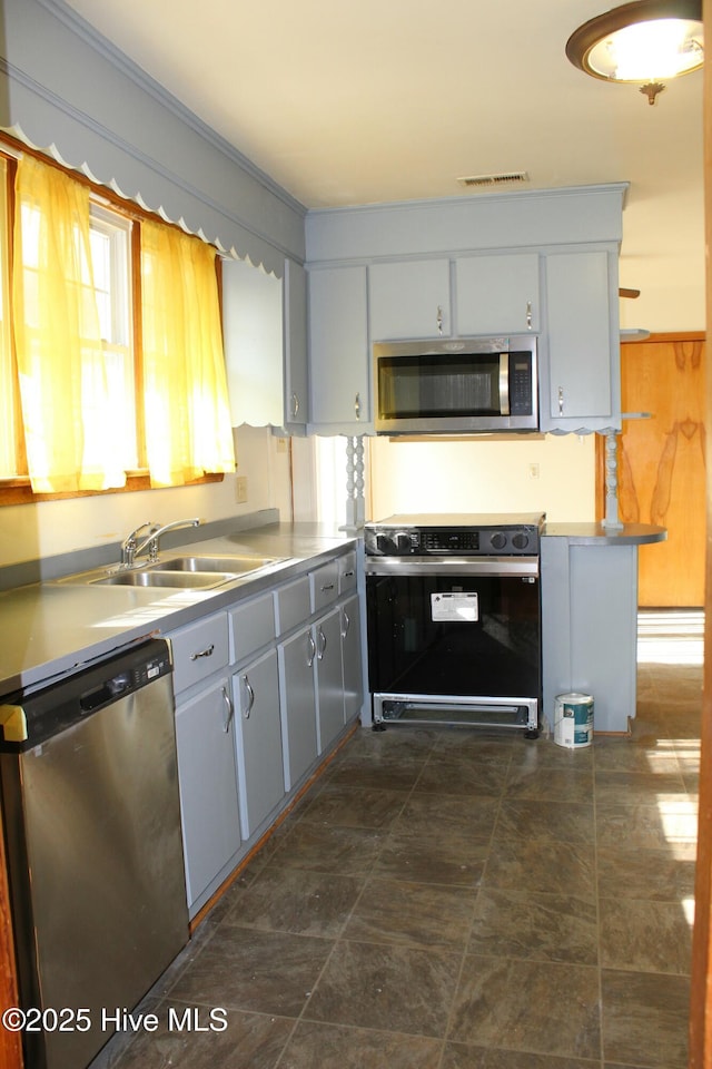 kitchen featuring stainless steel appliances, sink, and a wealth of natural light