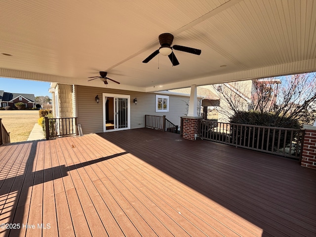 wooden terrace with ceiling fan