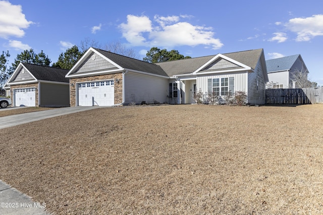 ranch-style house featuring a garage