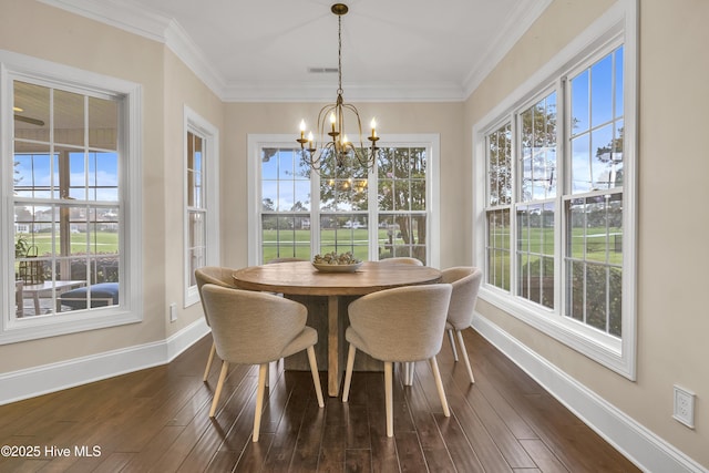 sunroom with an inviting chandelier and a wealth of natural light