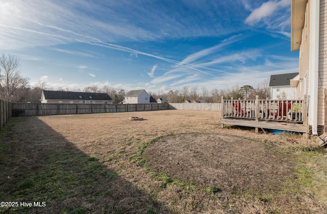 view of yard with a deck