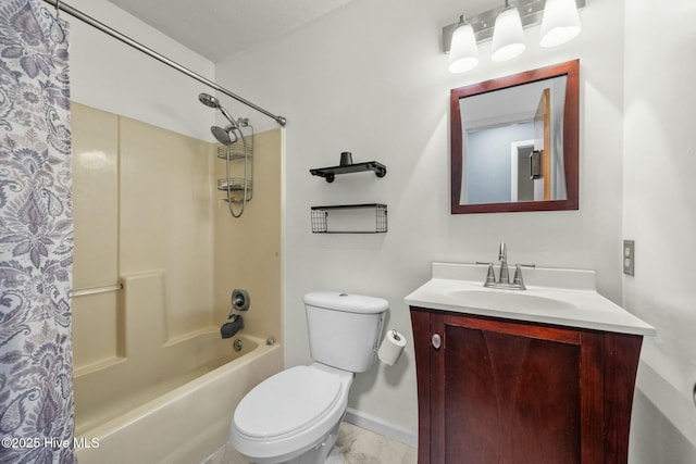 full bathroom with vanity, shower / bathing tub combination, and toilet