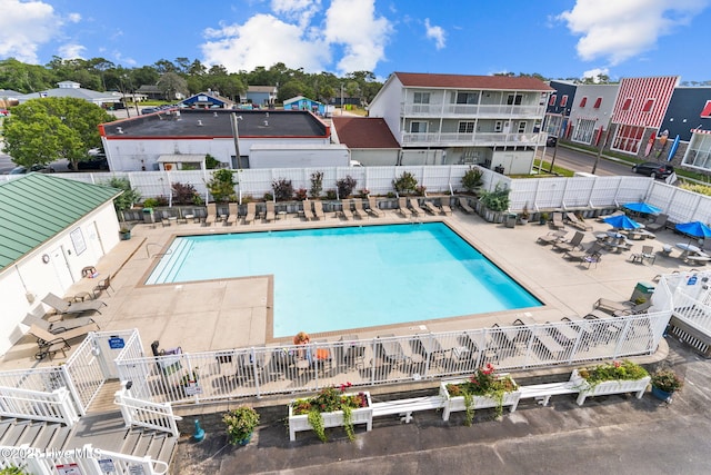 view of pool featuring a patio