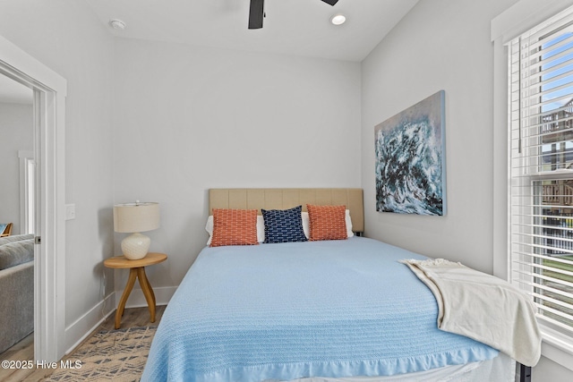 bedroom featuring ceiling fan