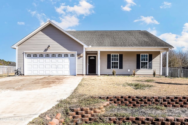 ranch-style home featuring a garage