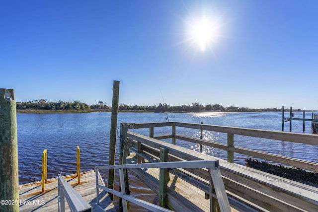 view of dock featuring a water view