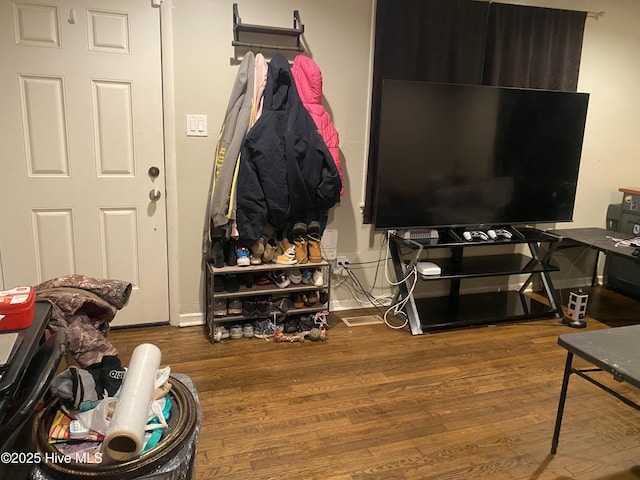 living room with hardwood / wood-style flooring