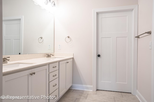 bathroom with vanity and tile patterned floors