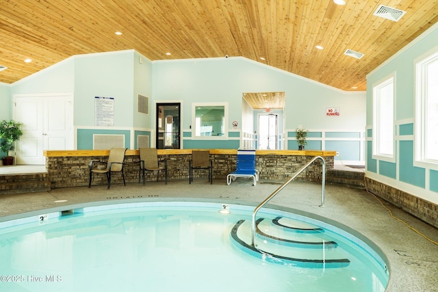 view of pool featuring a hot tub