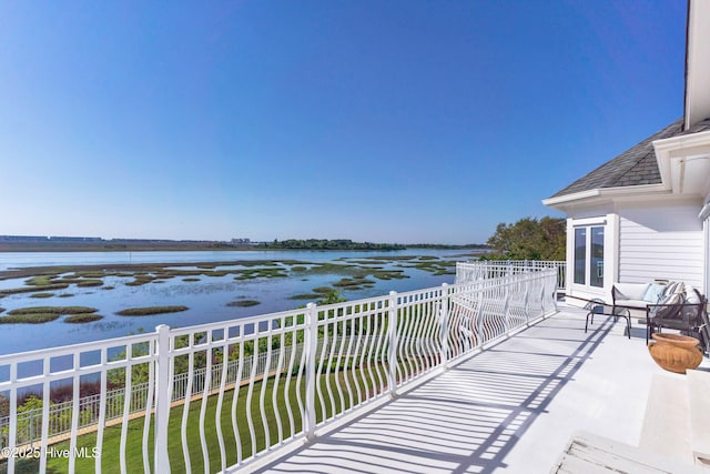 balcony with a water view
