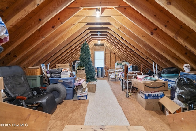 view of unfinished attic