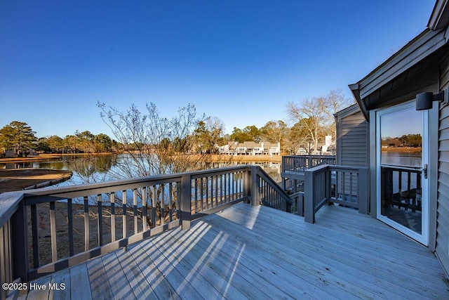 deck with a water view