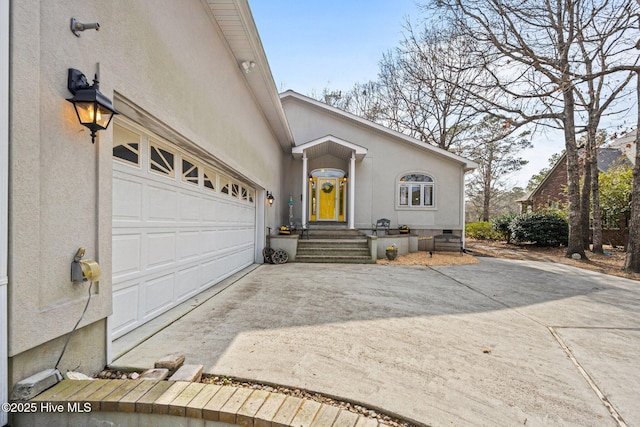 exterior space featuring a garage