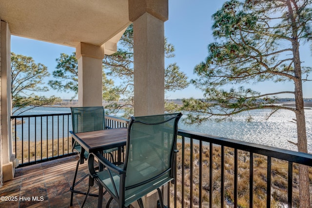 balcony with a water view