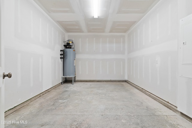 garage featuring electric water heater