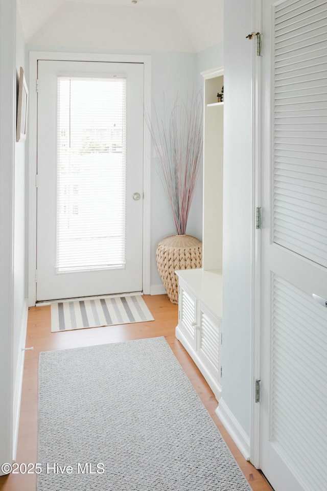 mudroom featuring light hardwood / wood-style flooring and a wealth of natural light