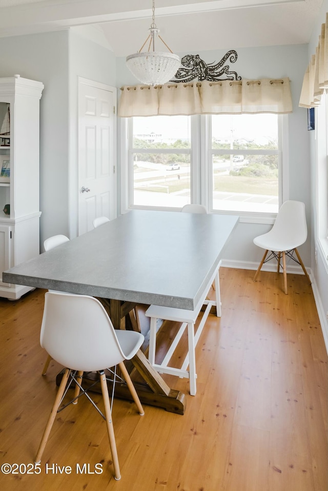 dining area featuring breakfast area, plenty of natural light, and light hardwood / wood-style floors