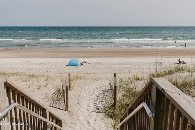 view of water feature featuring a beach view