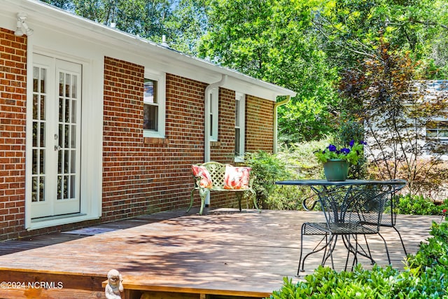 wooden terrace with french doors