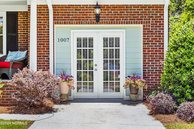 property entrance with french doors