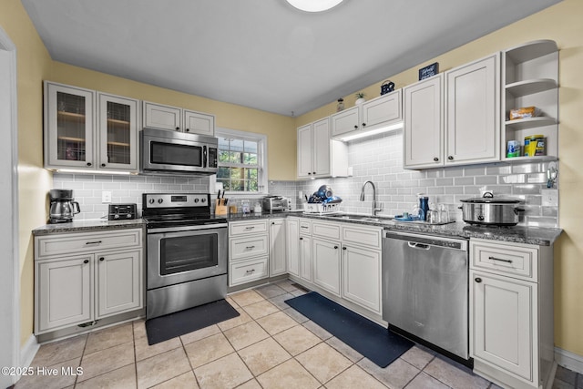 kitchen with white cabinetry, sink, backsplash, and appliances with stainless steel finishes